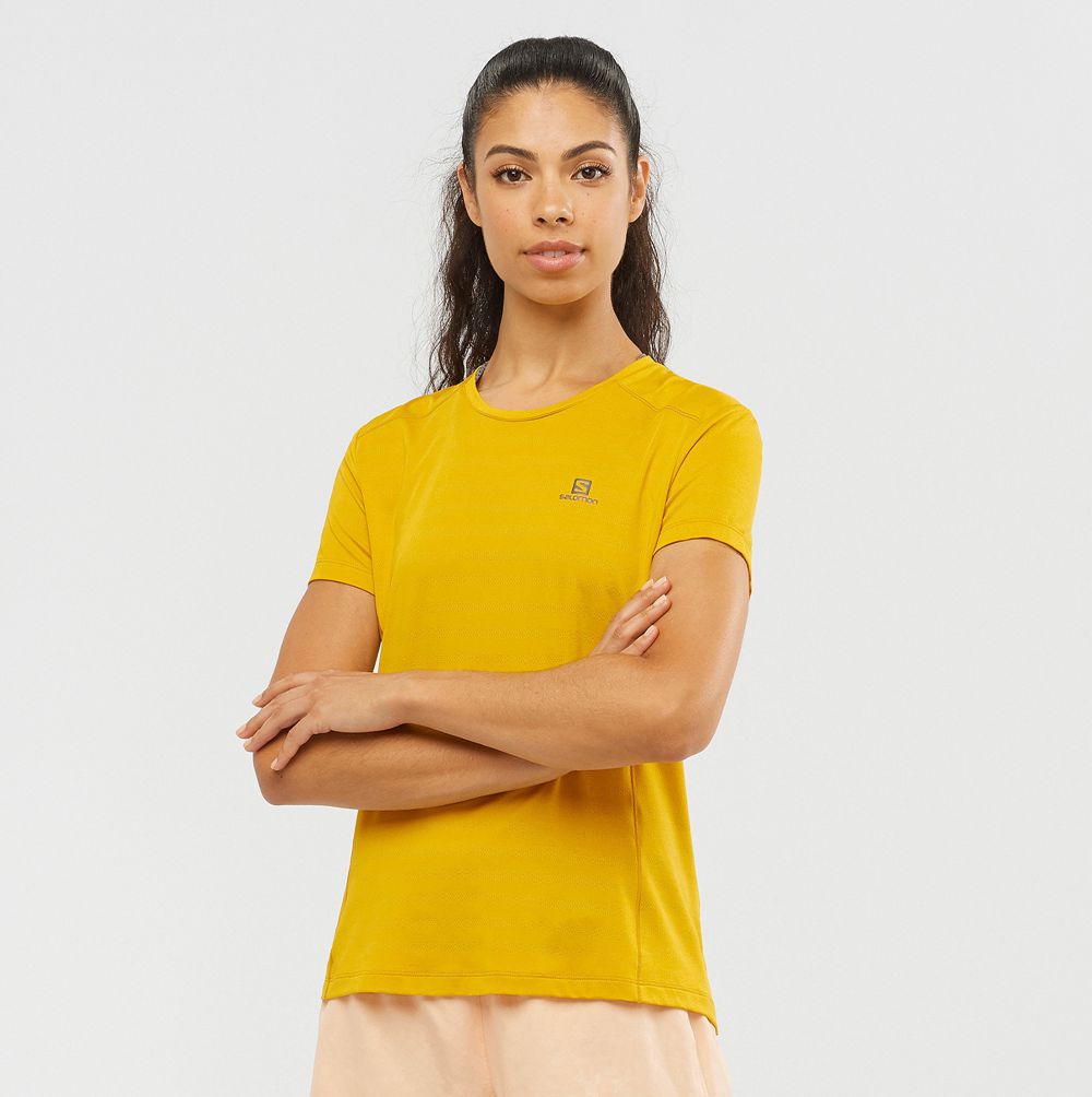 T-Shirts Salomon Femme Jaune - Salomon XA W - France (8621-ERQTD)